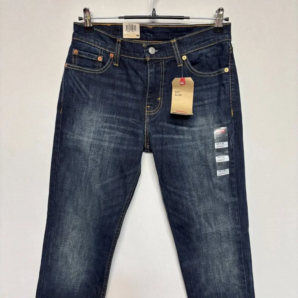 NWT Levi's 511 Slim Fit Jeans Men Size 29x30 Blue Denim Stretch D129 -7